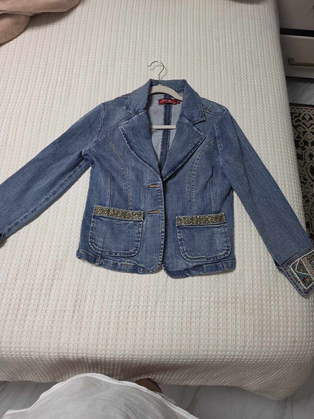 Embellished Pocket Blue Denim Jacket by L.A. Blues